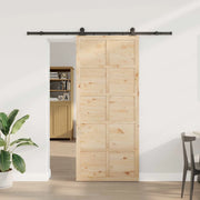 Porta scorrevole Naturale 90 x 208 cm Legno Massello di Pino 3445649