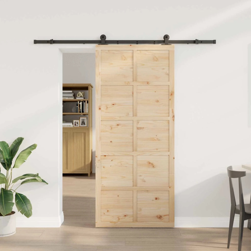 Porta scorrevole Naturale 90 x 208 cm Legno Massello di Pino 3445649