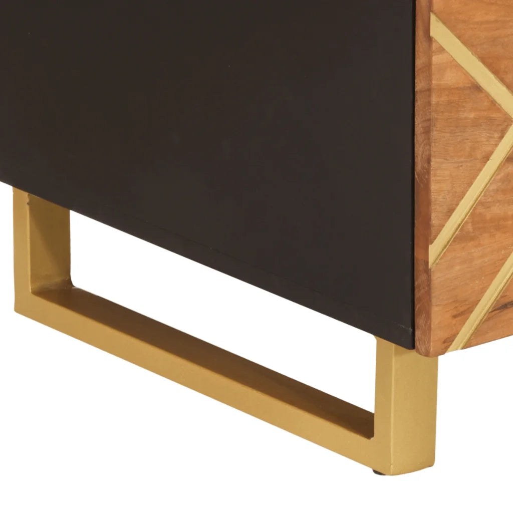 Tavolino da Salotto-Tavolino da soggiorno-Tavolo Marrone e Nero 100x54x40 cm Legno di Mango