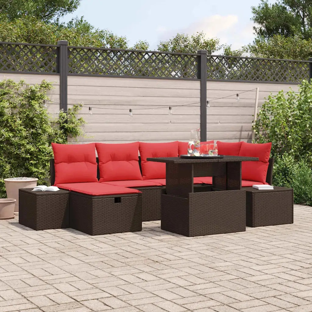 Set Divano da Giardino 7 pz Marrone polyrattan 3361213