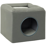 Casa per gatti a 2 livelli con cuscino morbido in peluche ¨C Xylo ¨C grigio 36,5x36,5x33cm