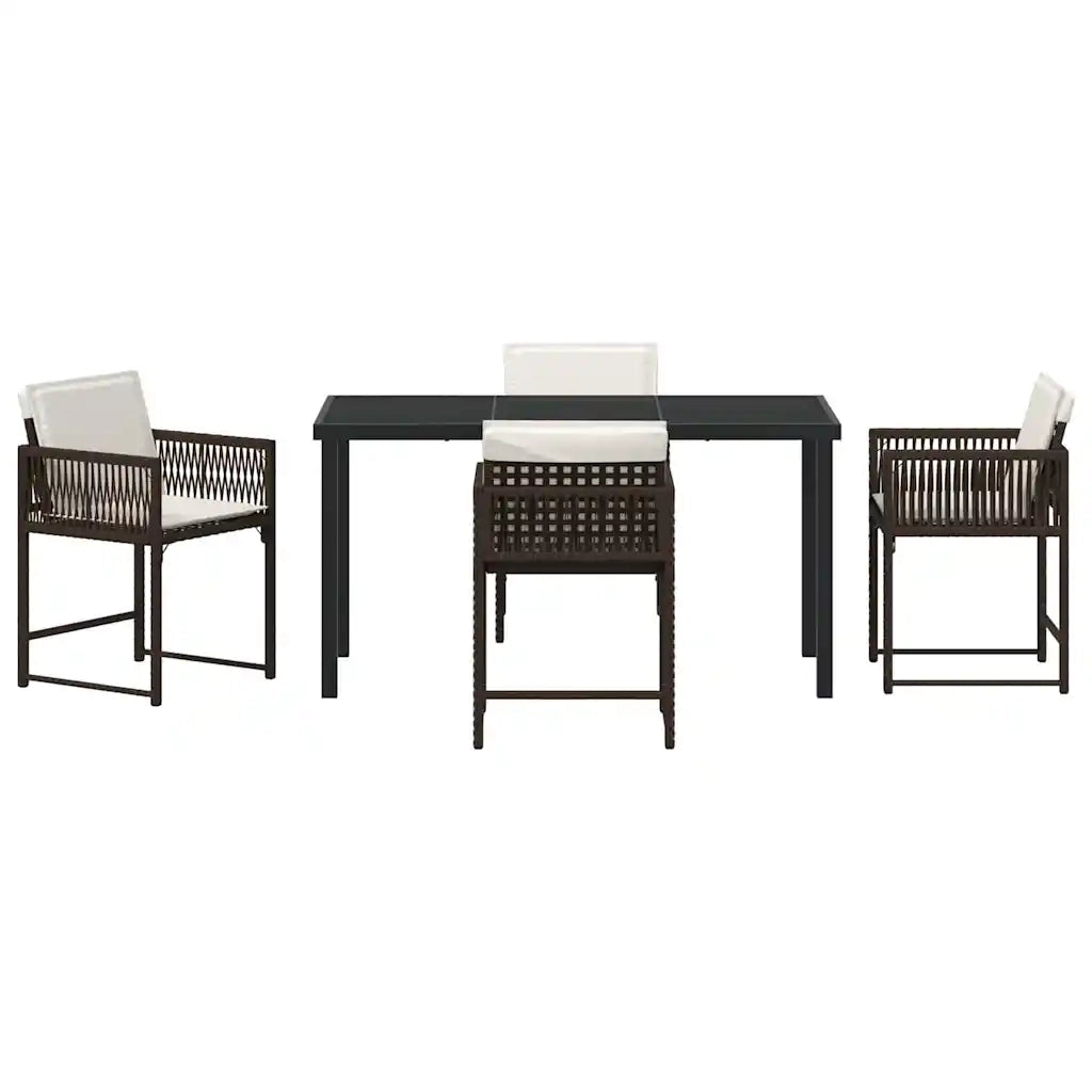 Set da Pranzo per Giardino 5 pz | Set Salotto da Giardino Marrone polyrattan