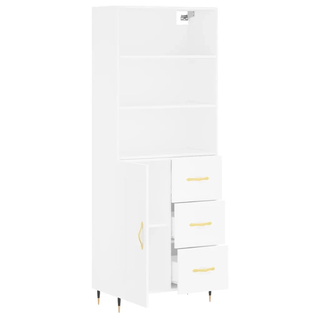 Credenza | Madia | Buffet da pranzo | Armadio da pranzo Bianca 69,5x34x180 cm in Legno Multistrato