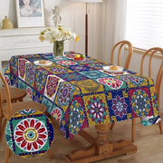 Tavolo quadrato copri tavolo, copri tavolo per esterno, stile marocchino, resistente alle macchie, facile da pulire, lavabile, resistente all'acqua, per giardino, cucina, tavolo da pranzo, feste, 150 * 220 cm