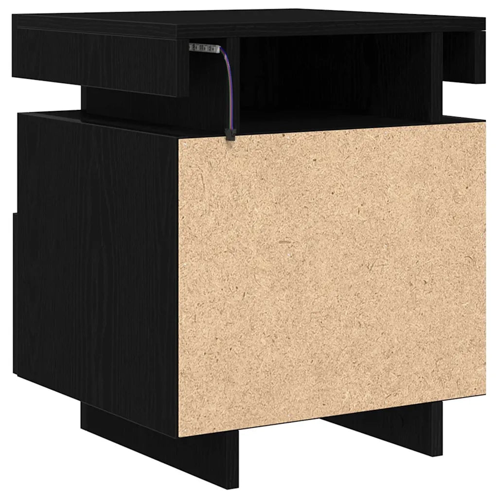 Comodino 2 pz-Set di 2 Tavolino da notte Rovere nero 40 x 39 x 48.5 cm Legno multistrato