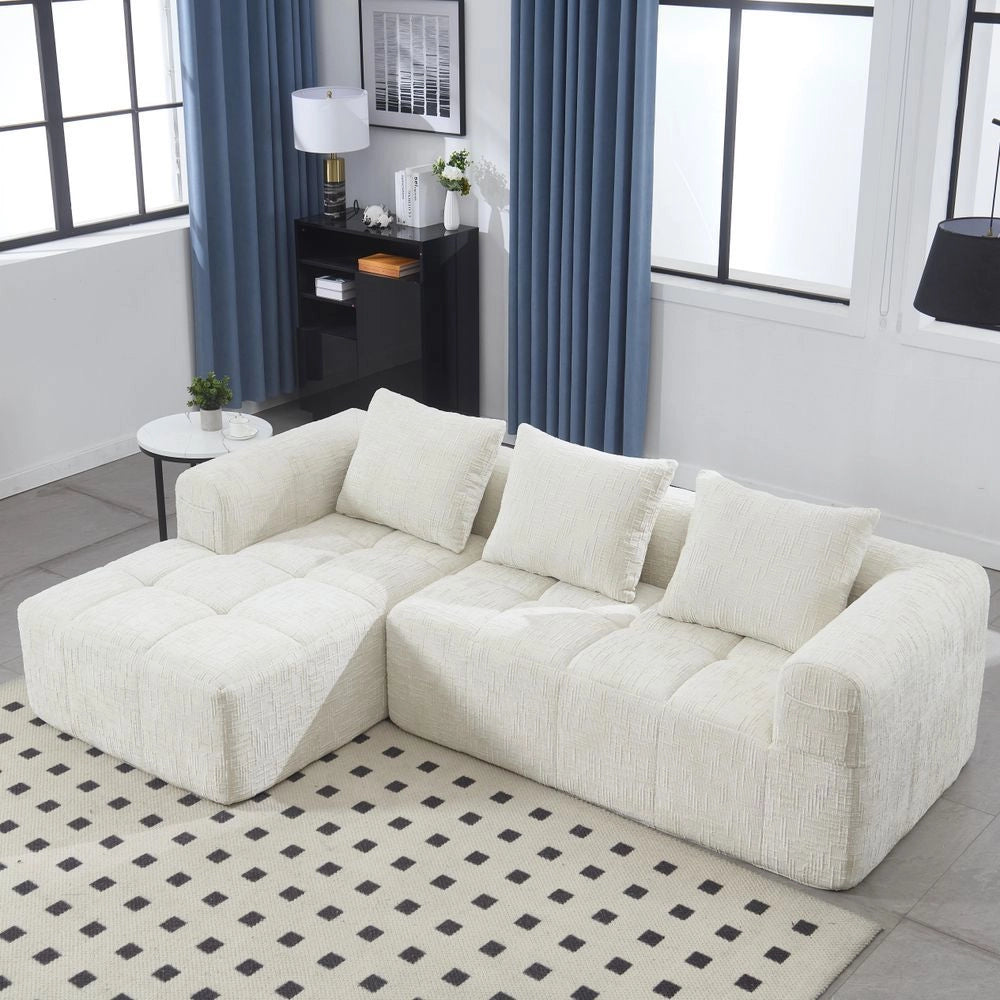 Divano modulare - Xylo - 3 posti L chenille senza montaggio beige