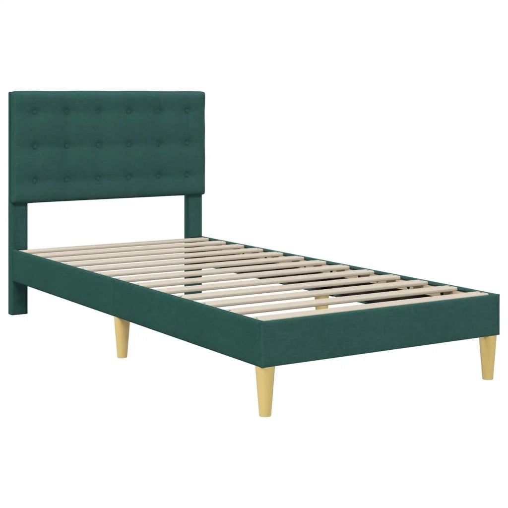 Letto singolo | Letto per adulti | Struttura del letto Verde Scuro 90 x 200 cm Tessuto