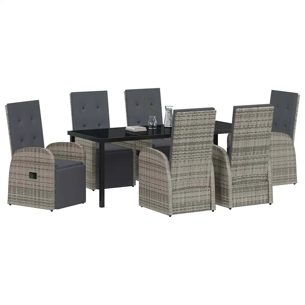 Set da Pranzo per Giardino con cuscino 7 pcs Grigio polyrattan 3379490