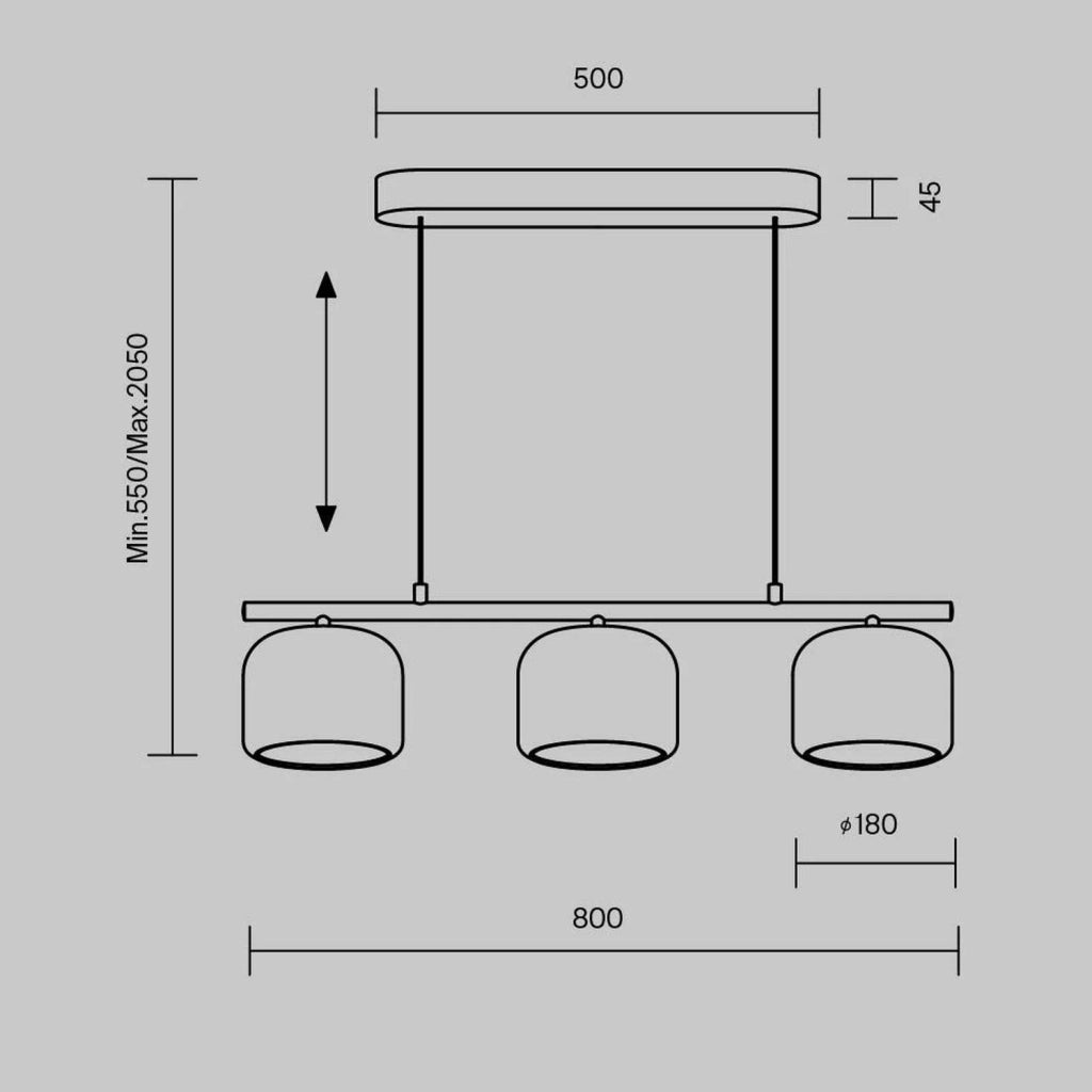 Lampadario Contemporaneo Spirito Metallo E Vetro Bianco 3 Luci Led 14W