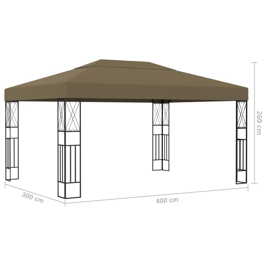 Gazebo con Luci a Stringa LED 3x4 m in Tessuto Grigio Talpa 3070331
