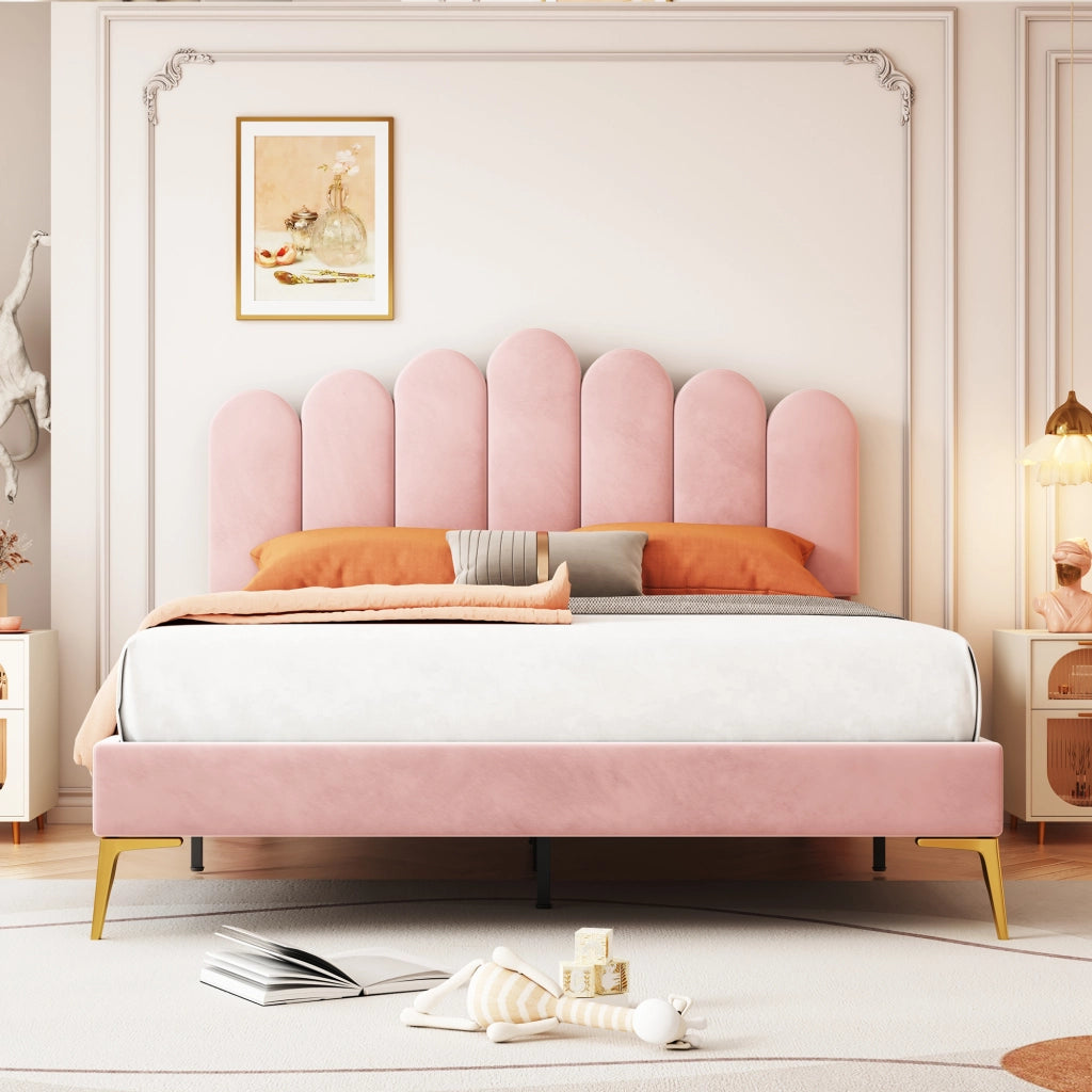 letto imbottito velluto rosa 140 x 200 cm