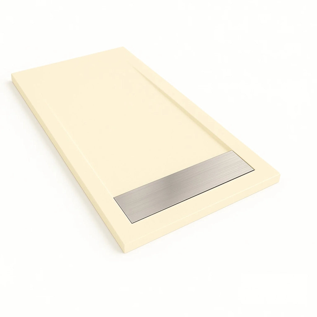 Piatto doccia Bidai con bordo 90X180 cm colore Crema intenso RAL 1015 griglia in Acciaio
