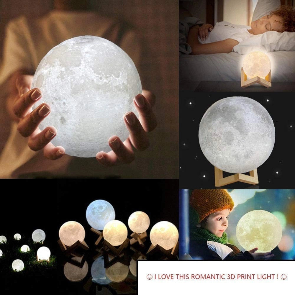 Trade Shop - Lampada Led 3d A Forma Di Luna Usb Luna Luce Regolabile Notturna Con Filo -