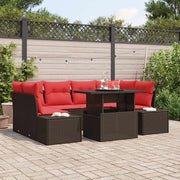 Set di divani con cuscino 7 pcs Marrone e Rosso polyrattan 3349120
