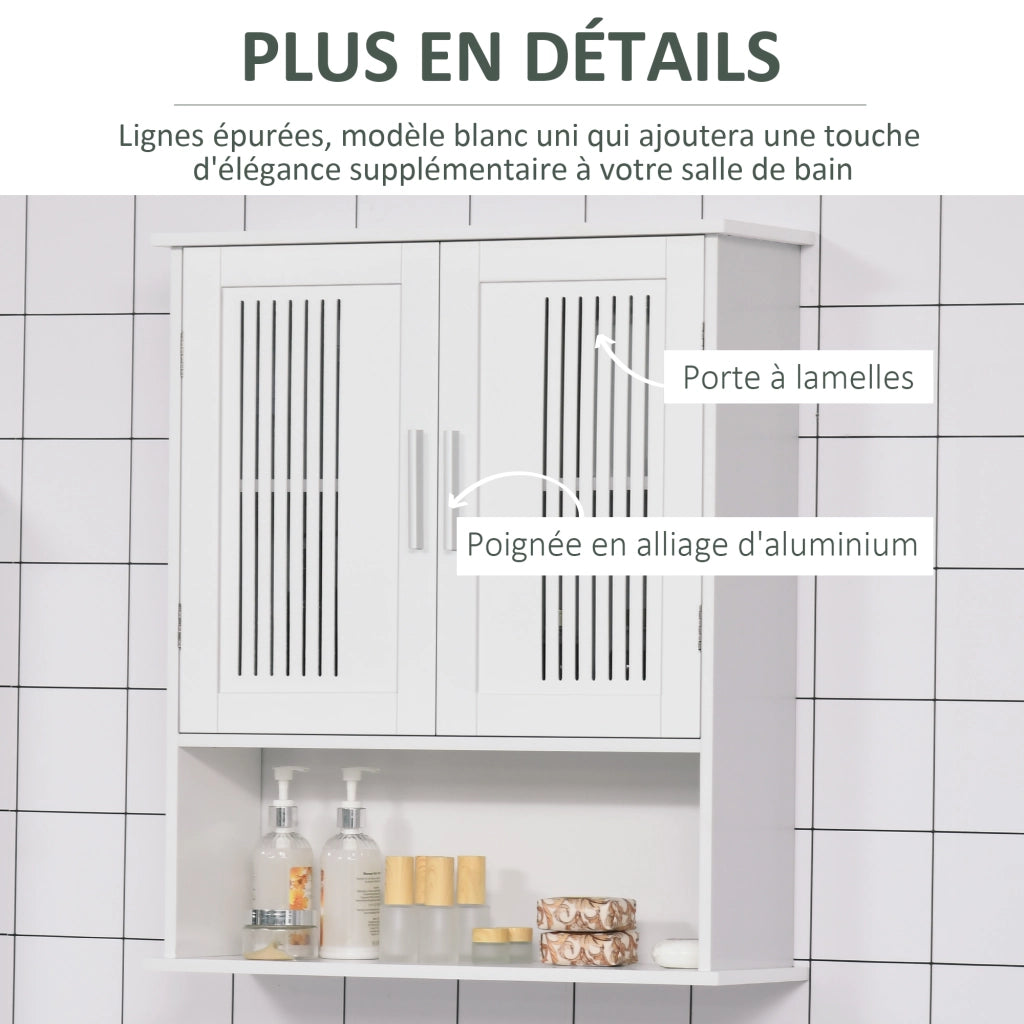Armadietto da bagno sospeso con ripiano regolabile ¨C zephmum ¨C bianco 60x20x70 cm