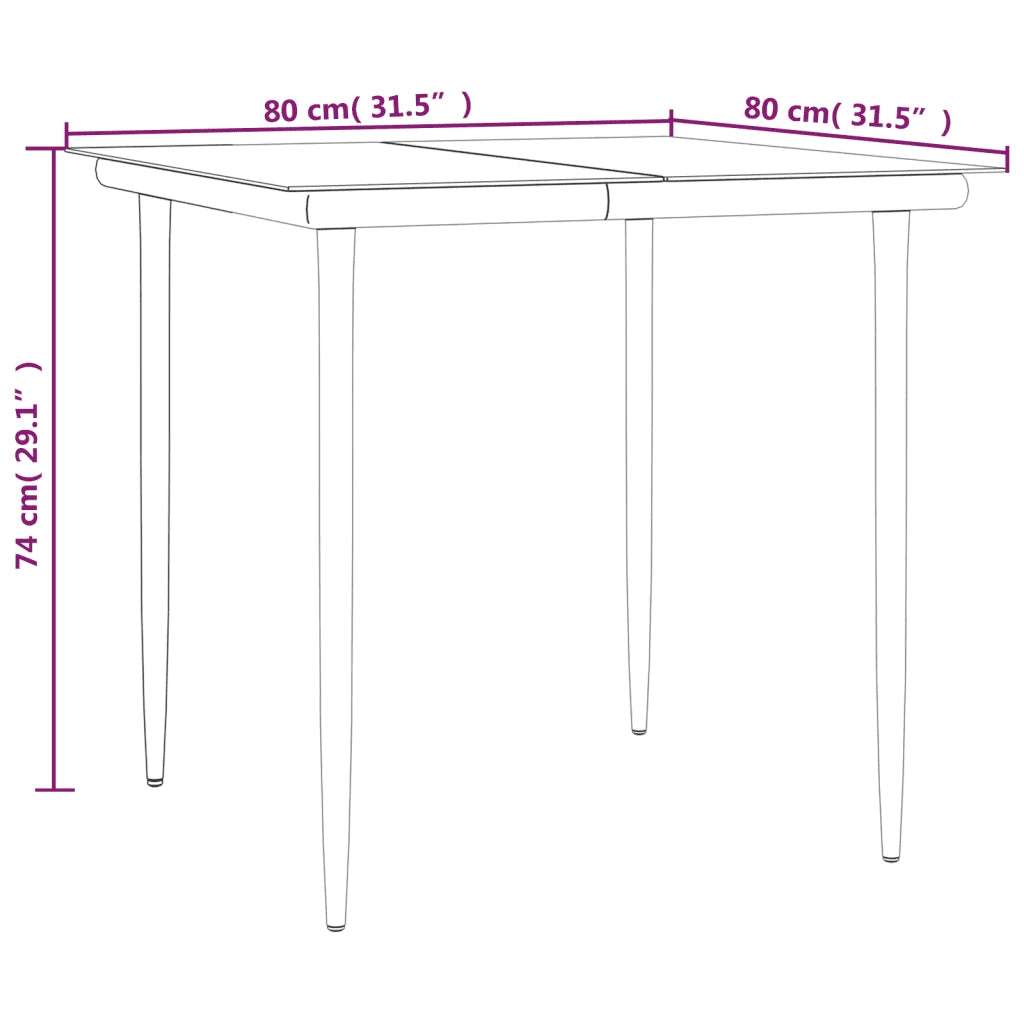 Set da Pranzo da Giardino 3 pz con Cuscini Nero in Polyrattan 3185167