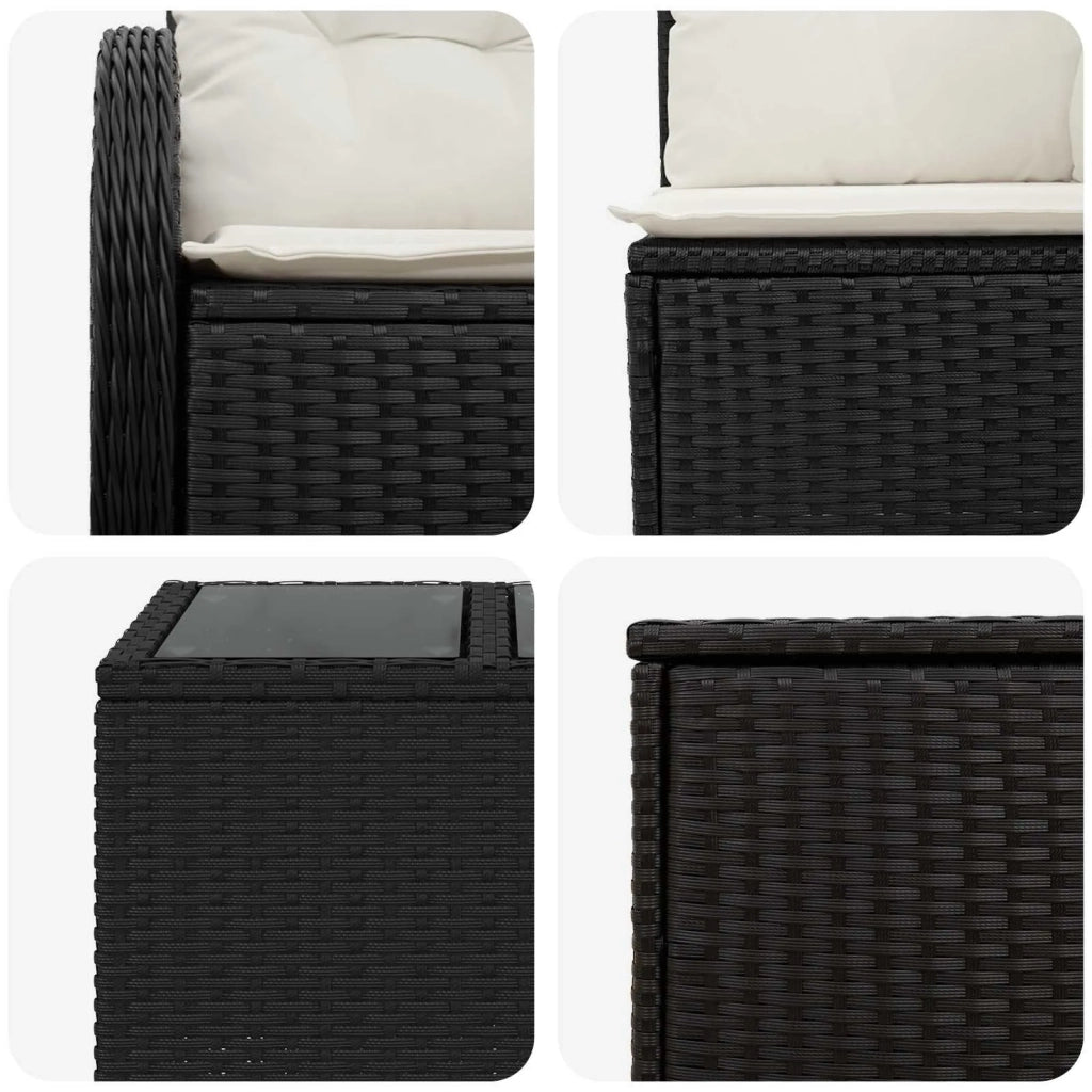 Set di divani 6 pz Nero e Bianco Crema 3447122