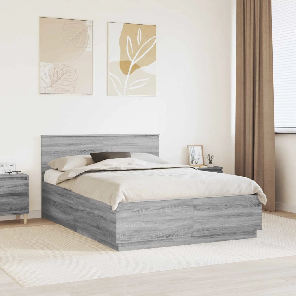 Struttura del letto con testiera-Giroletto con Testiera Grigio Sonoma 160 x 200 cm 923418