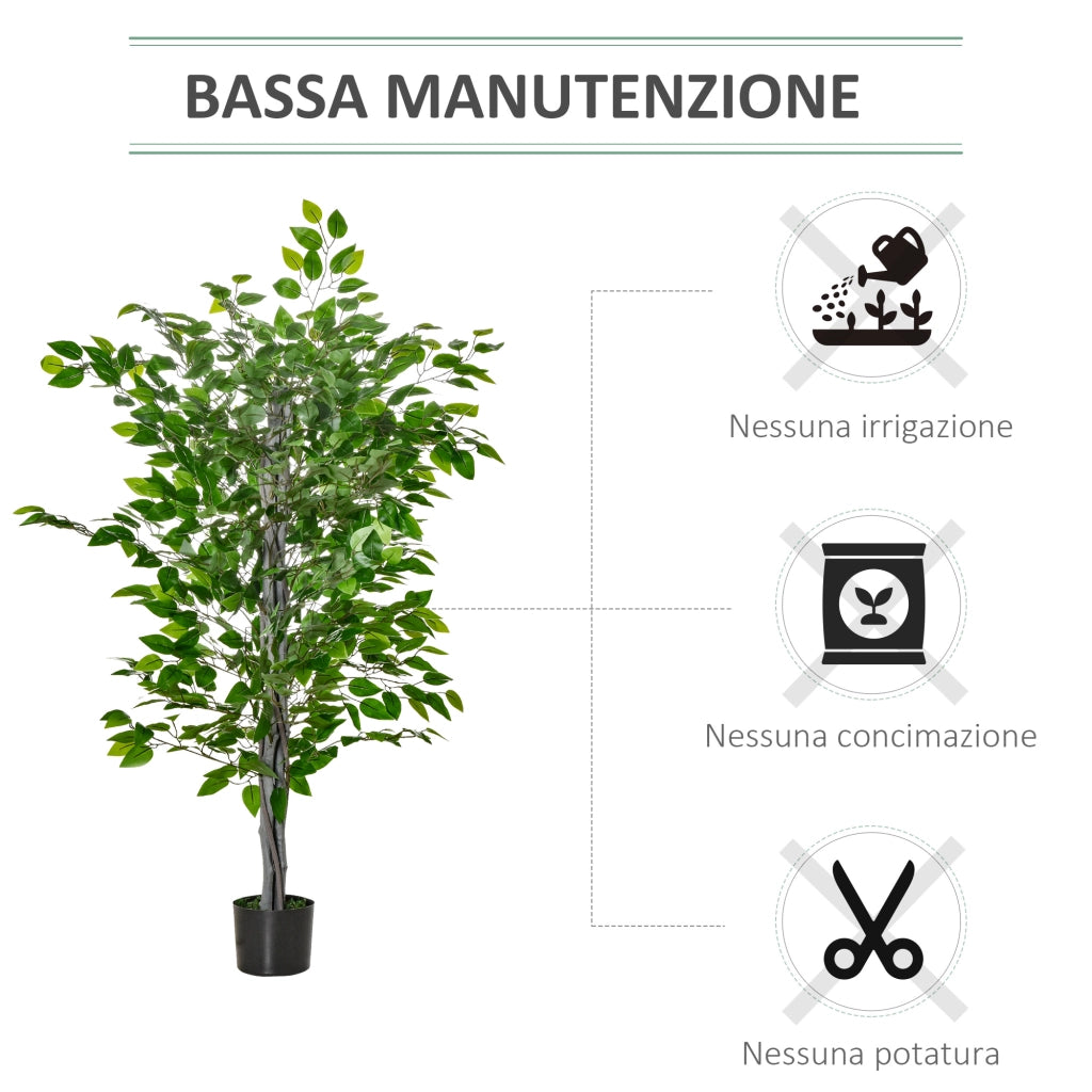 Pianta Artificiale Ficus ¨C zephmum ¨C Verde, Vaso, 135 cm
