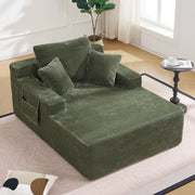Divano letto con tasche laterali, cuscini e schiuma con molle, in velluto a coste, Verde