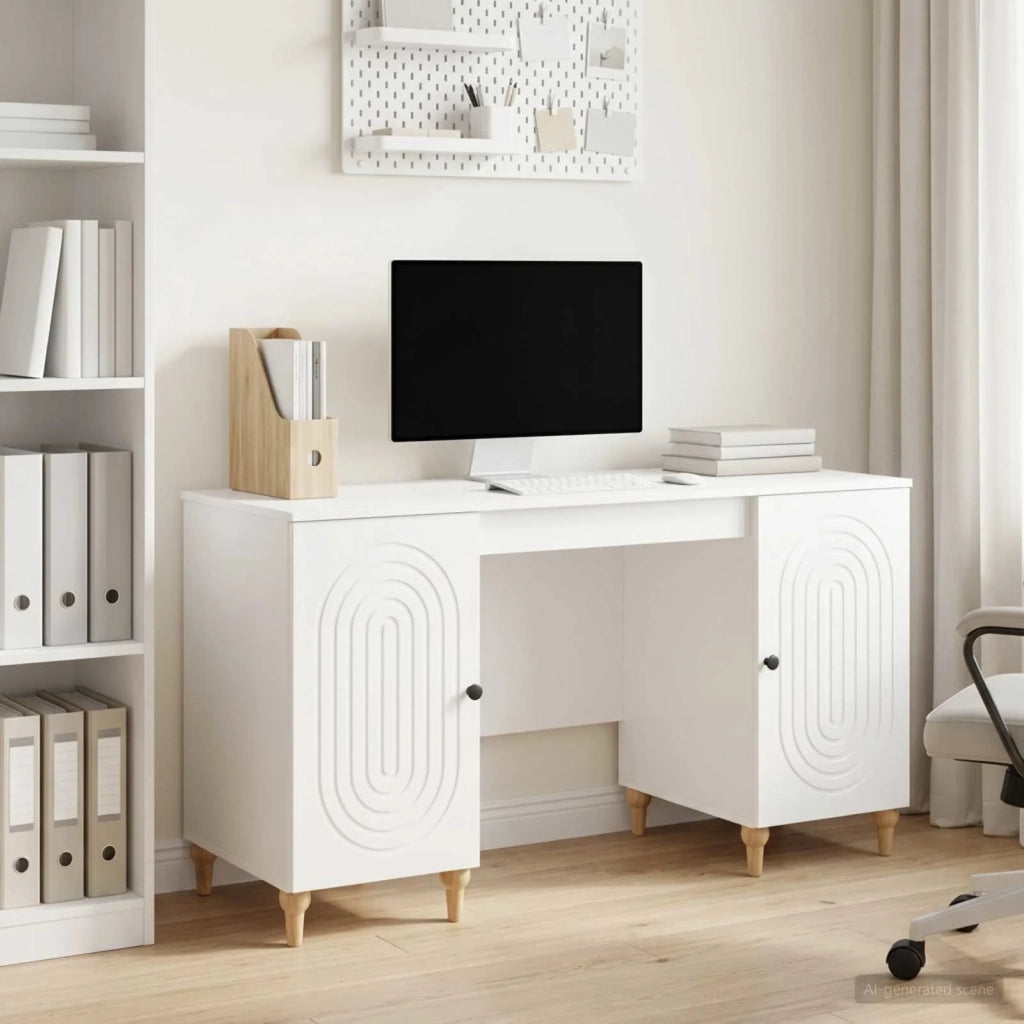 Scrivania Bianco Lucido 142,5 x 50 x 75 cm Legno ingegnerizzato 3414580