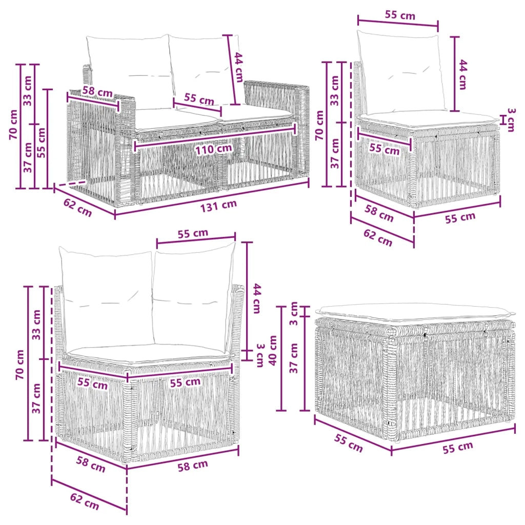 Set Divano da Giardino 8 pz Grigio e Grigio Scuro polyrattan 3435215