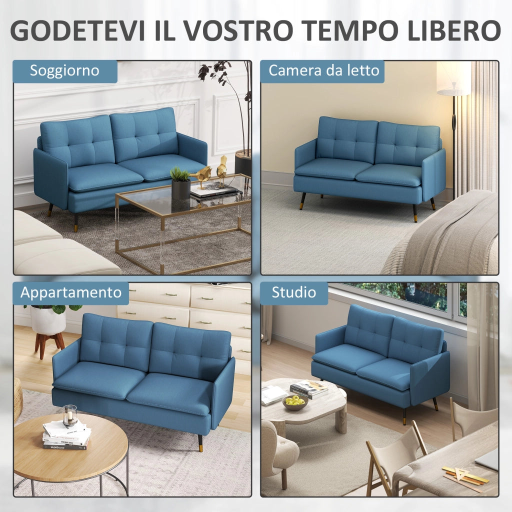 Divano 2 Posti in Tessuto Blu Scuro ¨C zephmum ¨C 139x68x80cm
