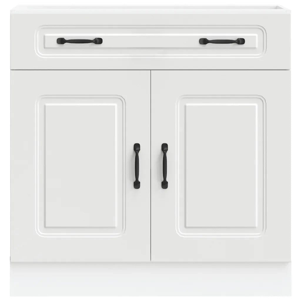 Mobile da cucina moderno con vano contenitore 80 x 46 x 81,5 cm design pulito in legno composito bianco 02_0049920