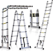 Ladder a telescopio 5 metri in alluminio pieghevole - capacità 150 kg norma EN131 Ladder a telescopio