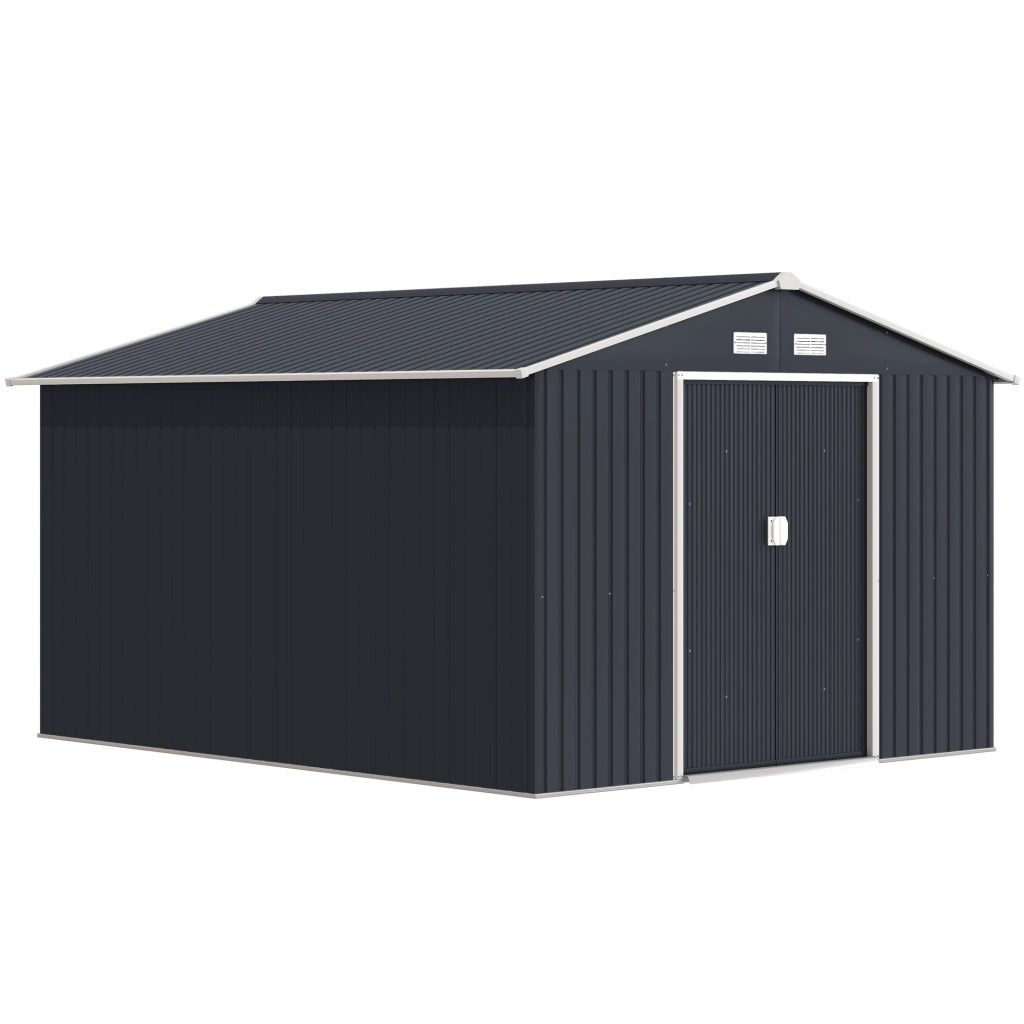 Casetta da Giardino ¨C Xylo ¨C Acciaio Grigio 322x277x192 cm con 2 Porte Scorrevoli