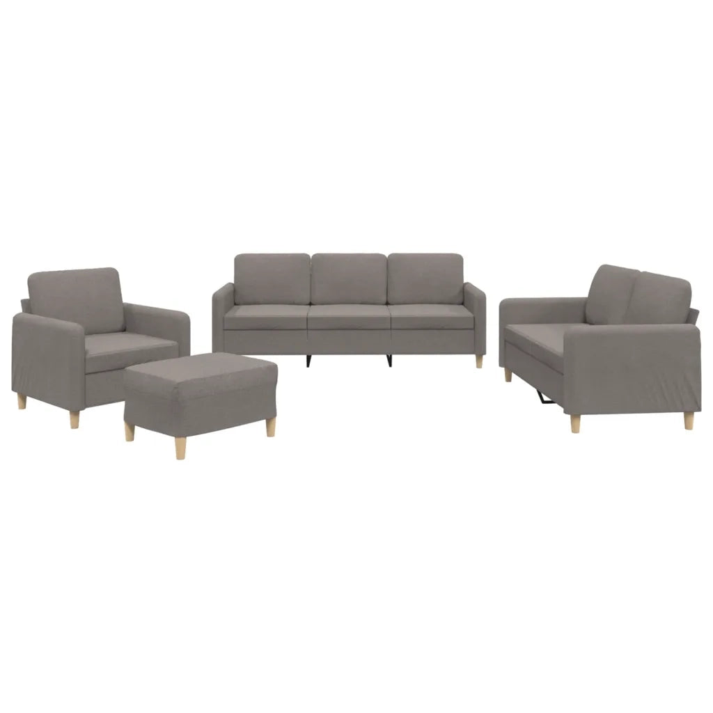 Set di Divani 4 pz con Cuscini Tortora in Tessuto