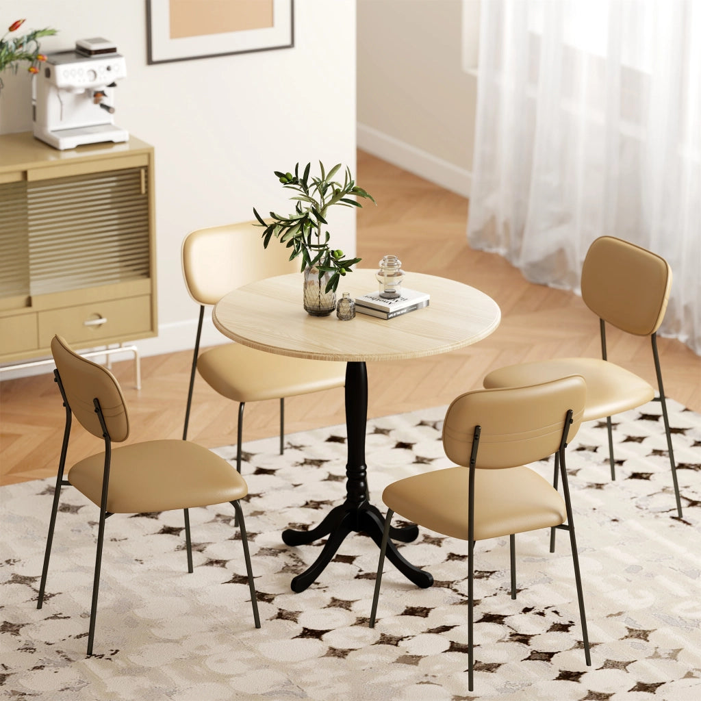 Tavolo da pranzo rotondo 4 persone ? 80 cm ¨C Xylo ¨C legno naturale e nero, gambe in acciaio