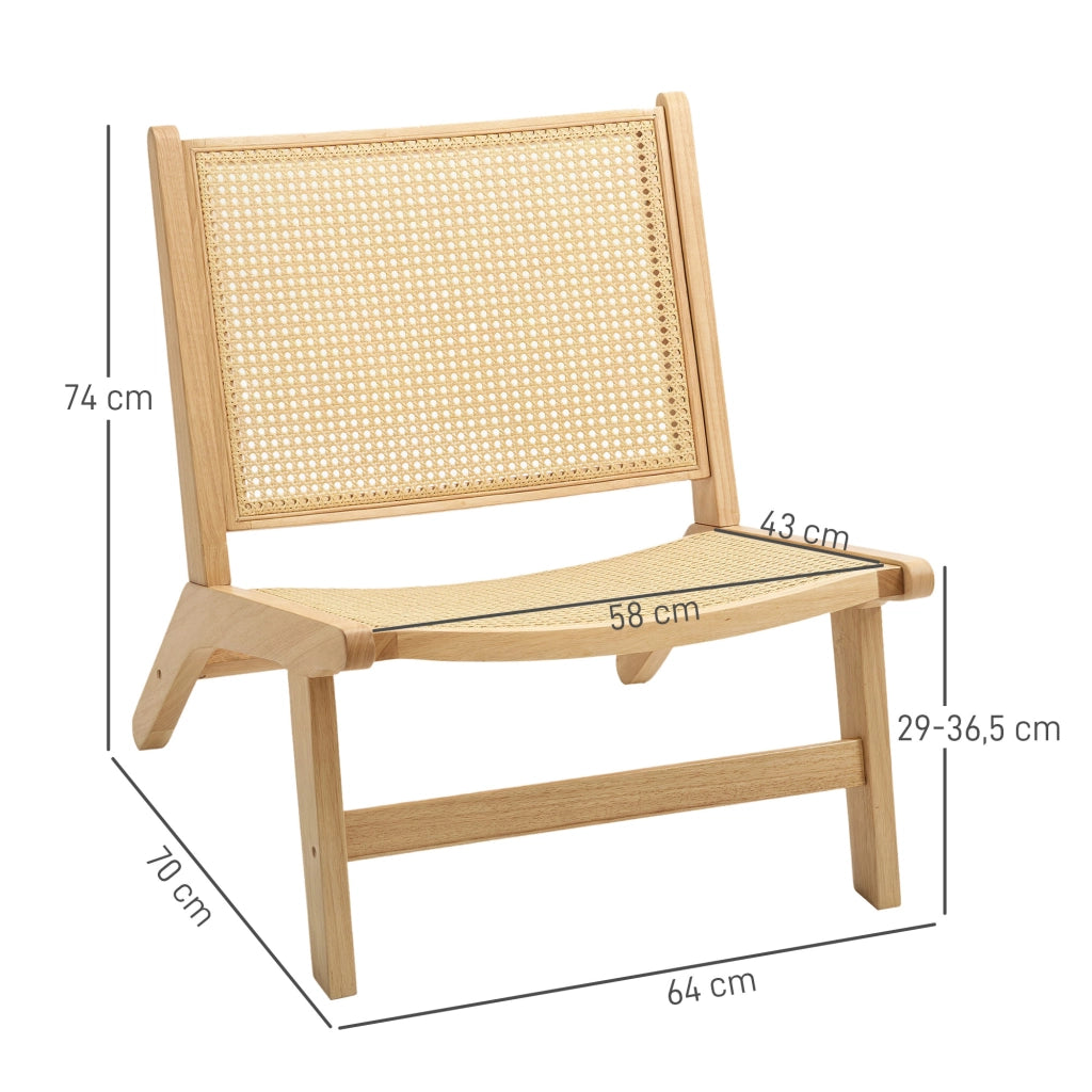 Sedia in Rattan con Schienale Alto ¨C zephmum ¨C Naturale 64x70x74 cm