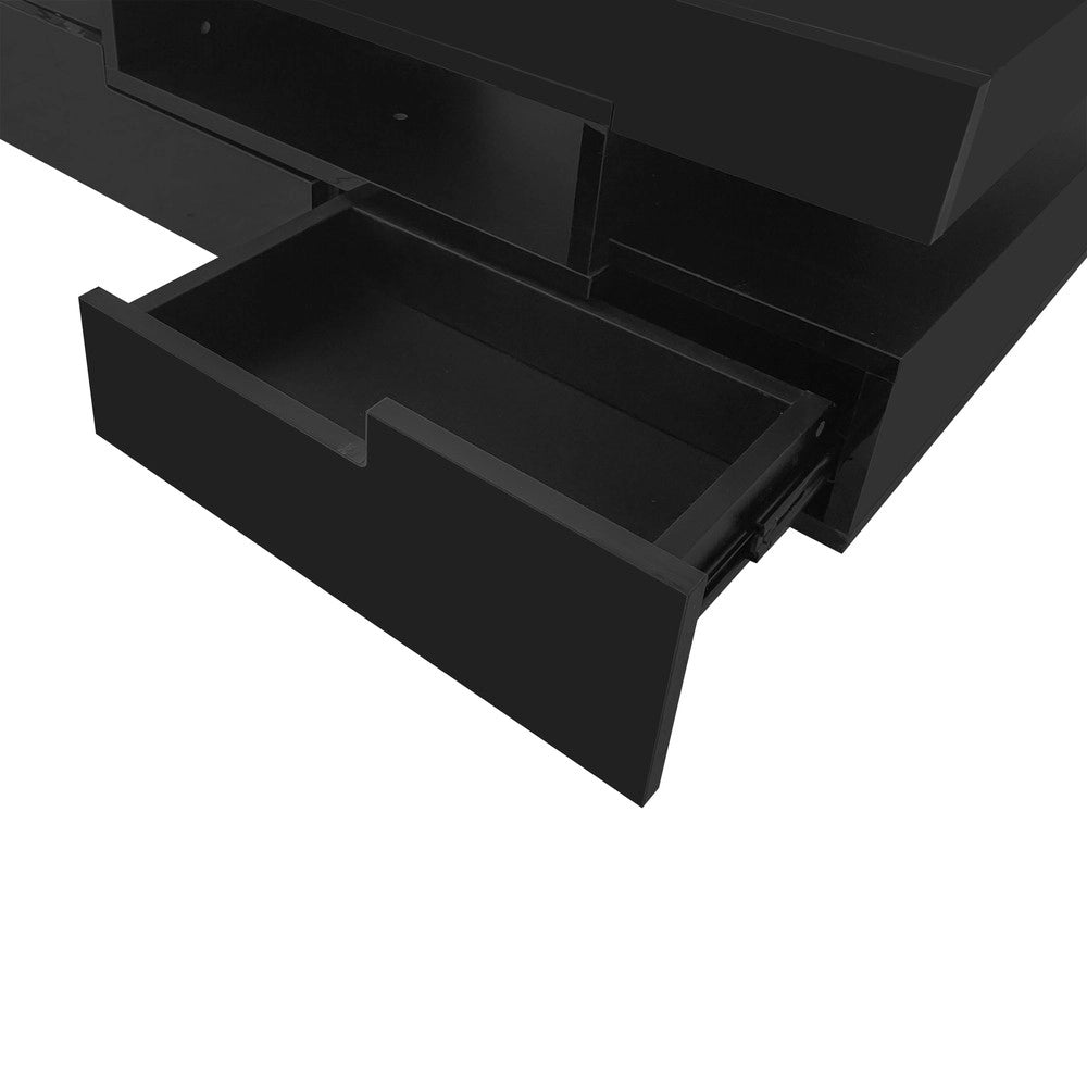 Tavolino da Caff¨¨ con LED e Cassetti Lucido ¨C MINIMAL ¨C Nero/Bianco