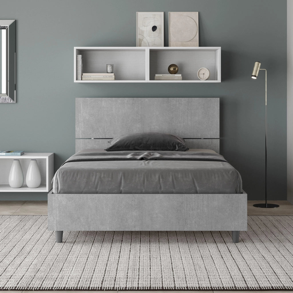 BS COM Letto una piazza e mezza contenitore 120x200 testata dritta cemento