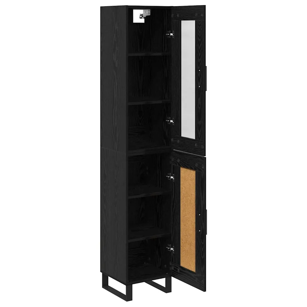 Credenza-Buffet-Armadio da cucina Rovere Nero 69,5 x 34 x 180 cm Legno multistrato 757886
