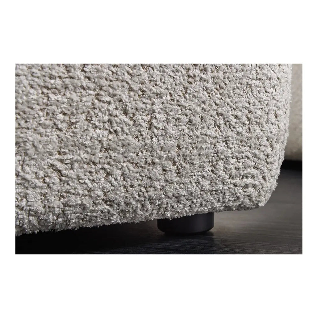 Pouf IMPERIA bianco champagne – Pouf classico in tessuto bouclé