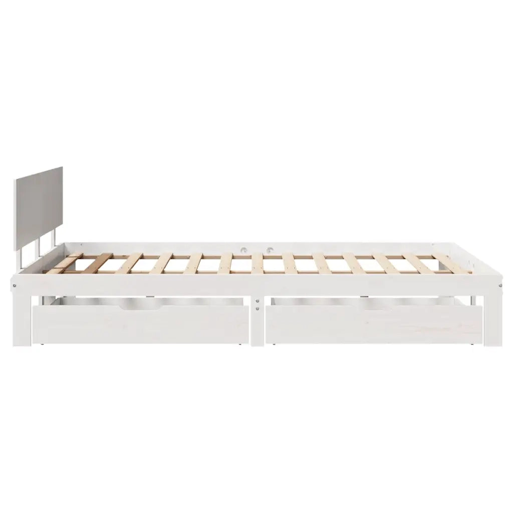Giroletto con Cassetti Bianco 140x190 cm Legno Massello di Pino