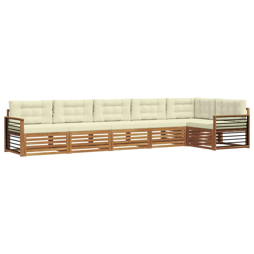 Set di divani da esterno con cuscino 6 pcs Naturale e Crema 3373550