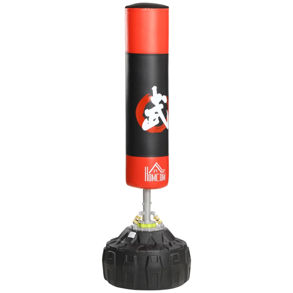 Sacco da boxe con supporto piedistallo ¨C Minimal ¨C ?60x180 cm, riempibile con sabbia/acqua, rosso e nero