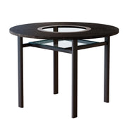 Tavolo da pranzo rotondo per 2-4 persone con inserto in vetro; base in metallo; per sala da pranzo; diametro 100 cm