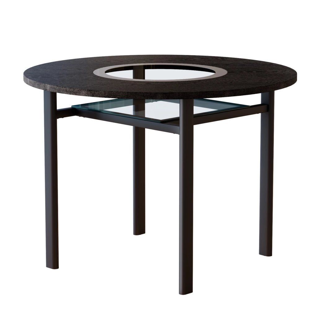 Tavolo da pranzo rotondo per 2-4 persone con inserto in vetro; base in metallo; per sala da pranzo; diametro 100 cm