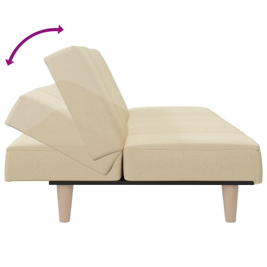 Divano Letto Crema in Tessuto 351884