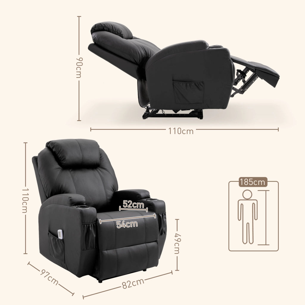 Poltrona Massaggiante Reclinabile Elettrica ¨C Minimal ¨C Rivestimento in Similpelle Nero
