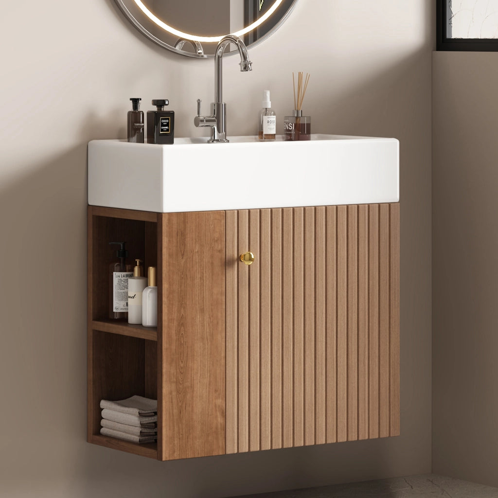 LAVABO con mobile bagno 55 cm Marrone MDF