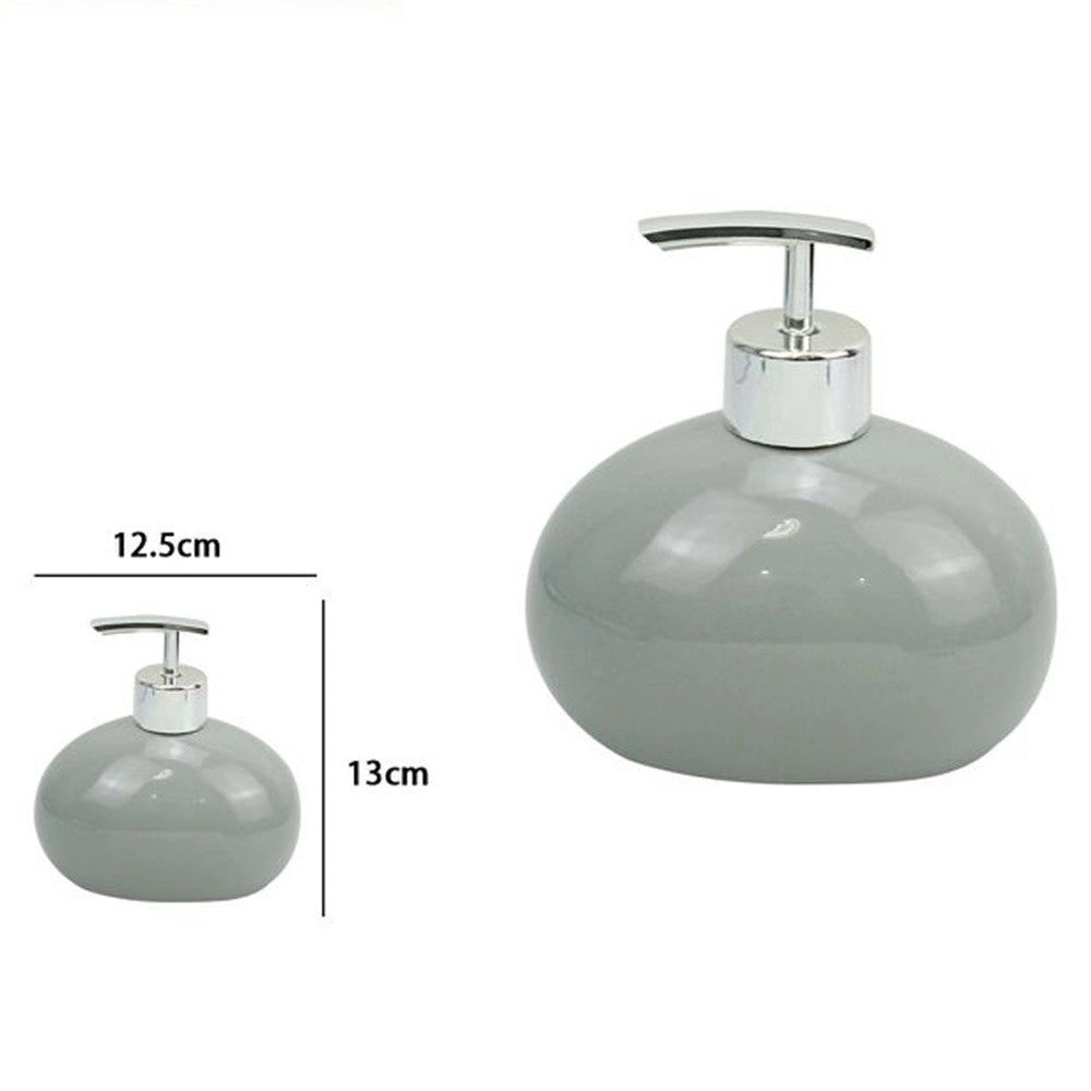 Trade Shop - Dispenser Per Sapone Liquido Ceramica Grigio Dosatore Moderno Arredo Bagno 79252 -