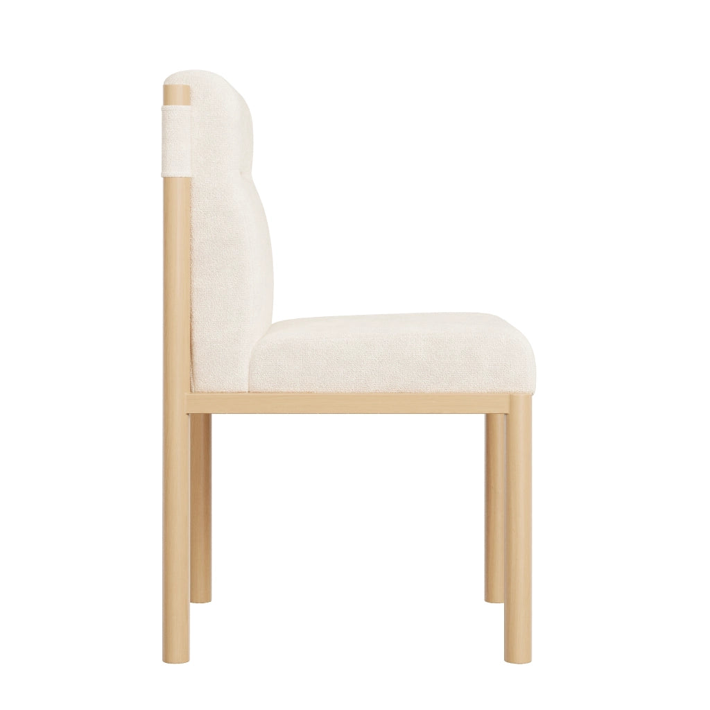 Set 4 Sedie da Pranzo ¨C Xylo ¨C Tessuto Sherpa Beige, Struttura Effetto Rovere, Imbottite
