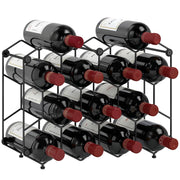 Libreria per Vini 13 Bottiglie Design a Nido d'Ape ¨C Zephmum ¨C Nero Metallo 43x16x31 cm