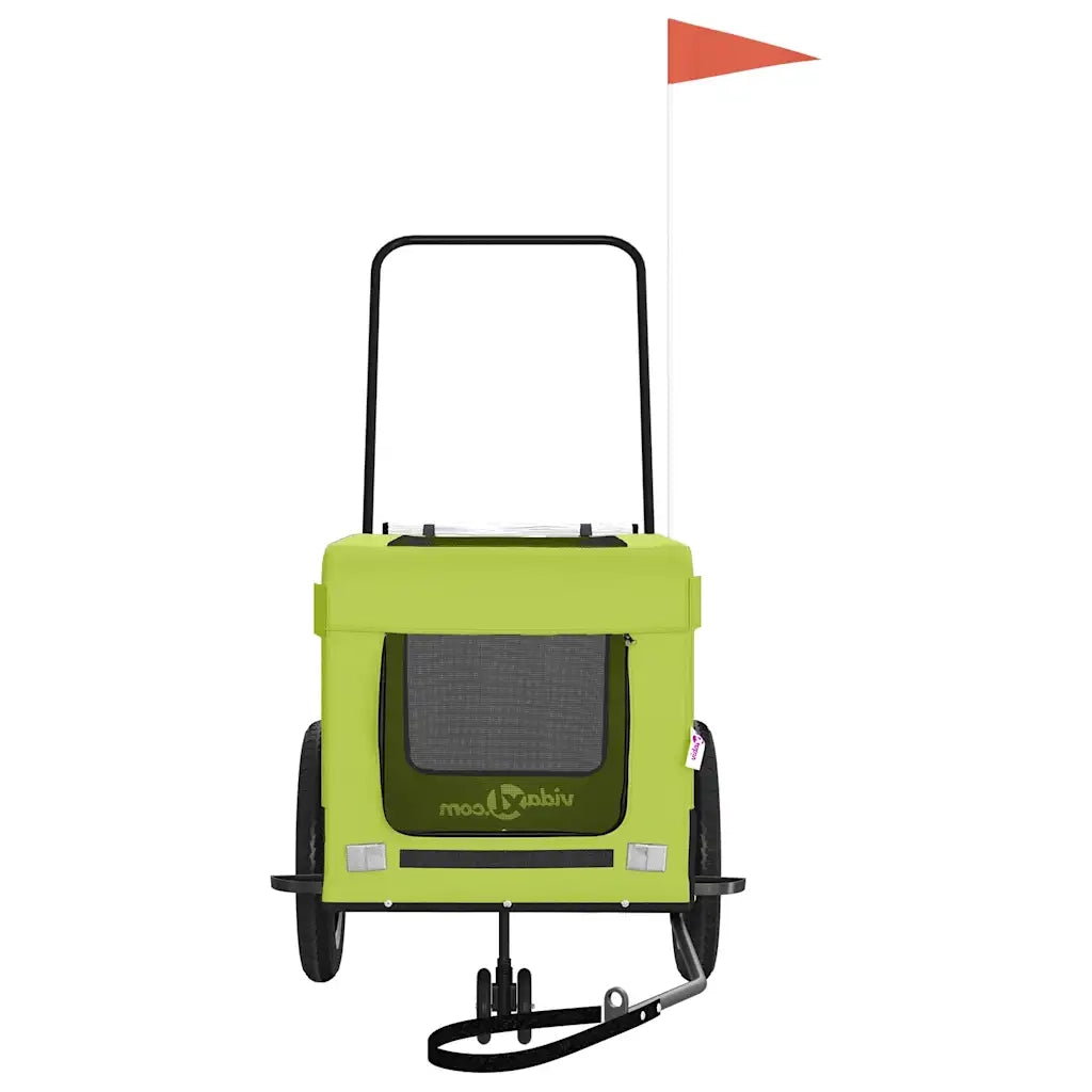 Rimorchio da Bici per Animali Verde e Nero Oxford e Ferro 93934