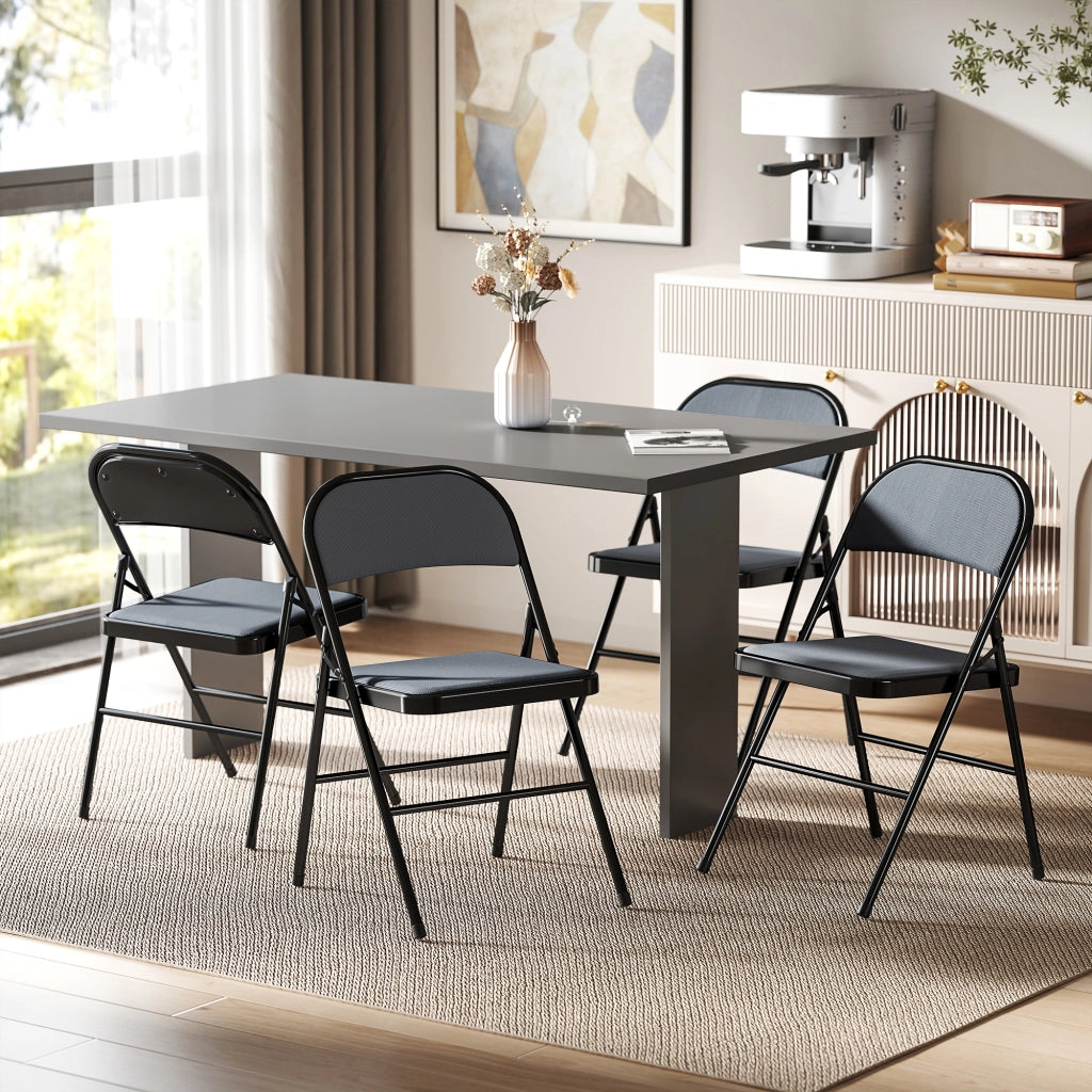 Set 4 Sedie Pieghevoli da Pranzo ¨C Xylo ¨C Struttura Metallo Grigio 45x46x78cm